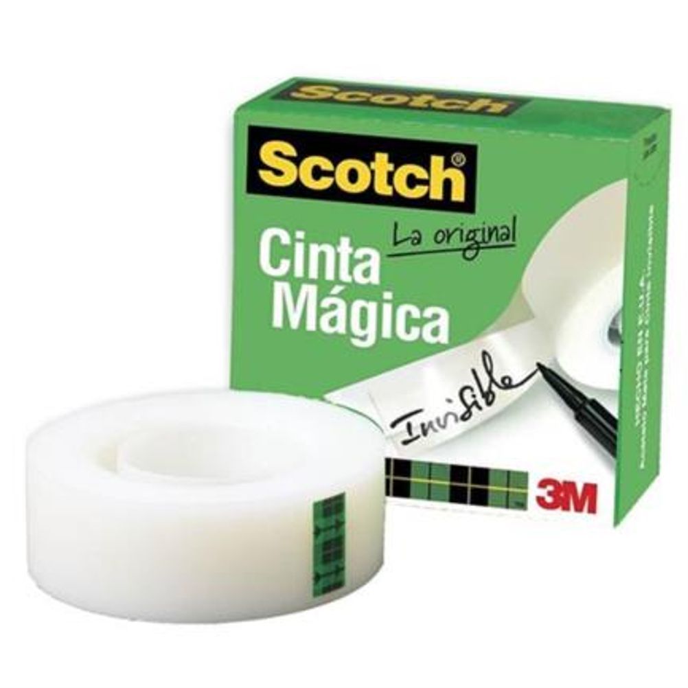 Cinta Adhesiva Mágica Scotch 3M 8101833 (19mmx33m) Mate Transparente, Blanco