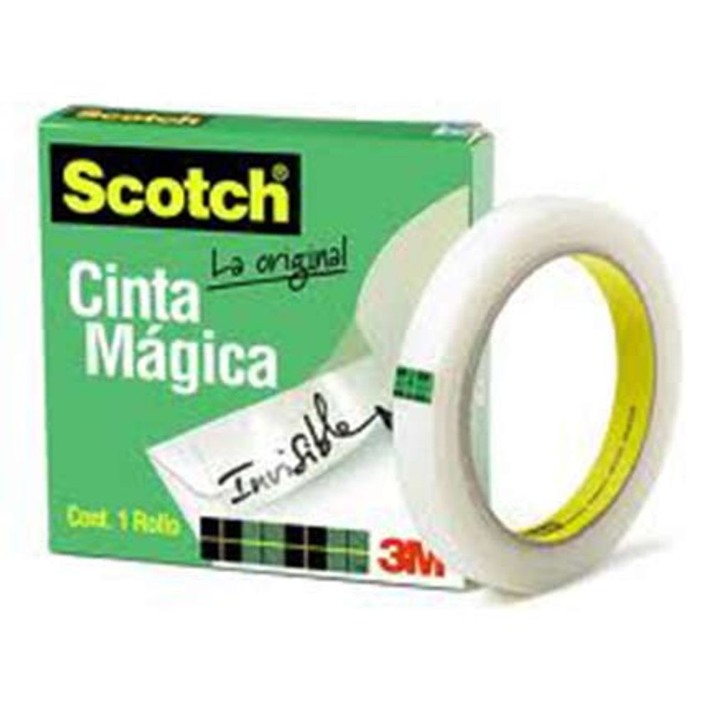 Cinta Adhesiva Mágica Scotch 3M (18mmx65mm) Mate Transparente, Blanco