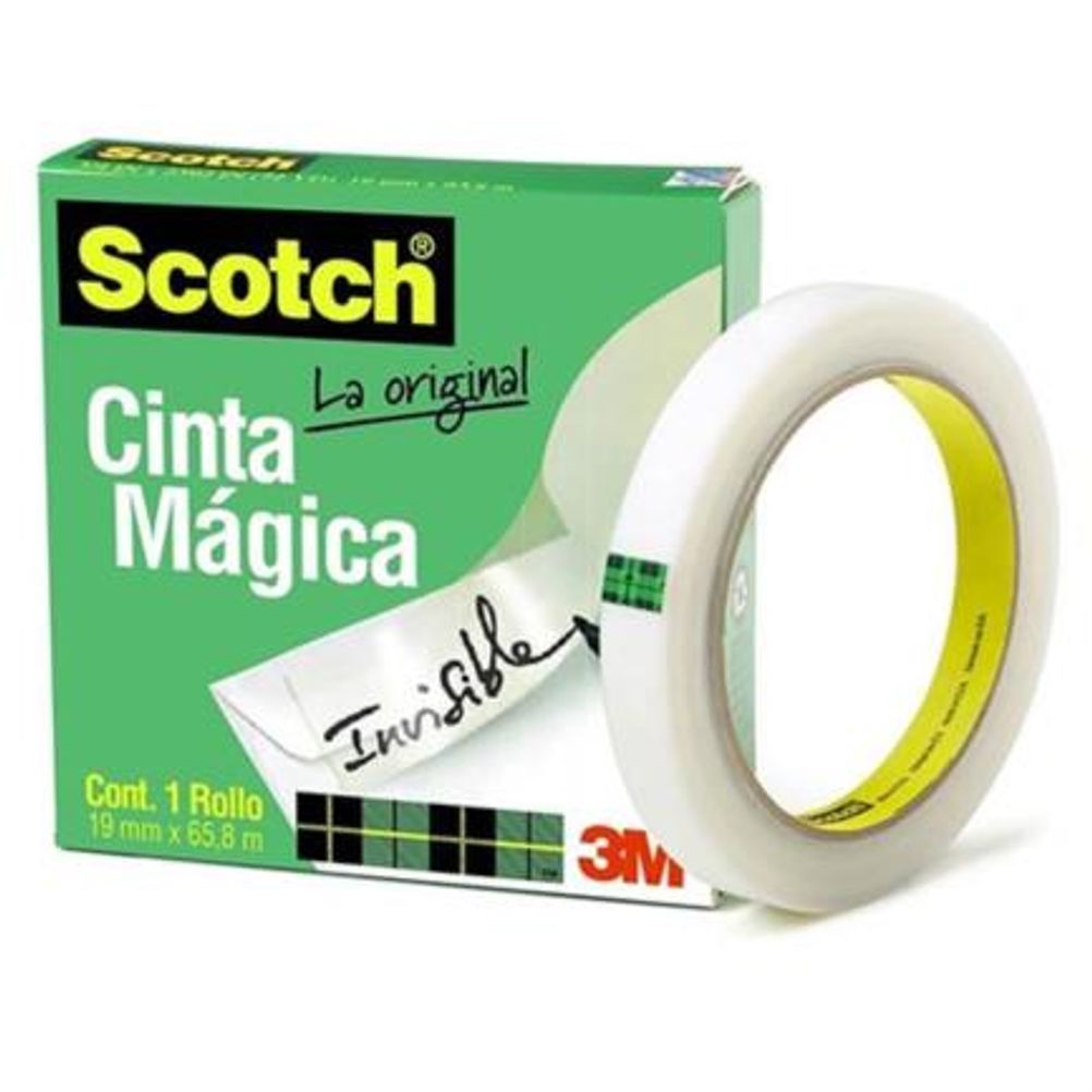 Cinta Adhesiva Mágica Scotch 3M (18mmx65mm) Mate Transparente, Blanco