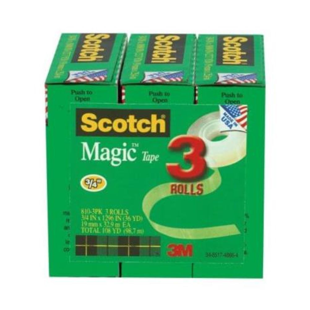 Cinta Adhesiva Mágica Scotch 3M 8103 (19x33m) Mate Transparente, Blanco 3 Pieza(s)