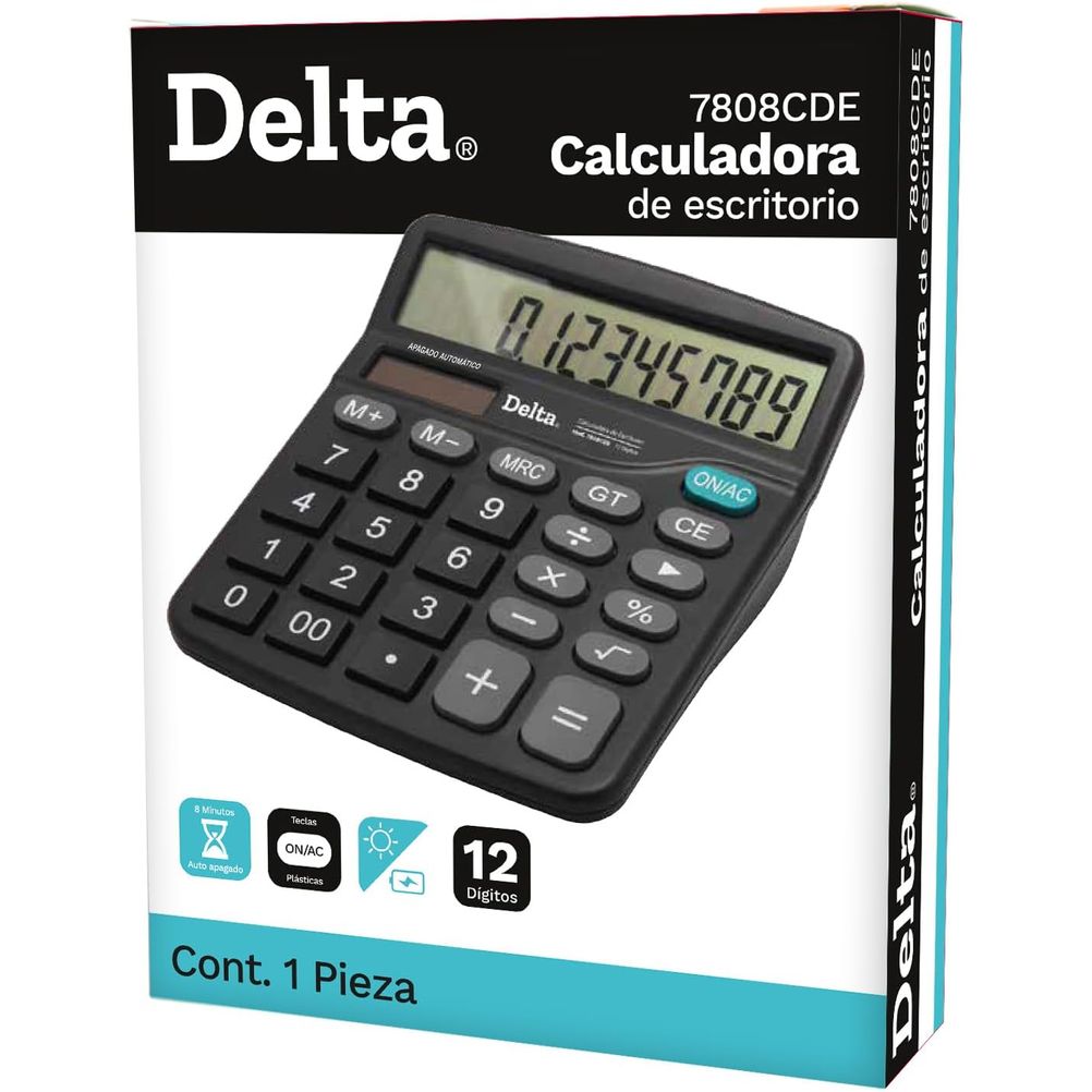 Calculadora de Escritorio Barrilito Delta Resolucion (13,5x11cm) 12 Digito(s) 26 Teclas(s) 1 Linea Batería AA Negro