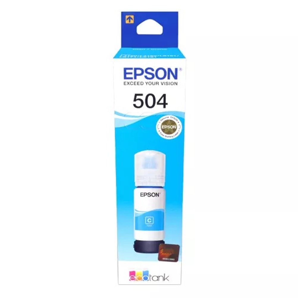 Tinta para Impresora Epson Original T504 Color Cian EcoTank L4150/L4160