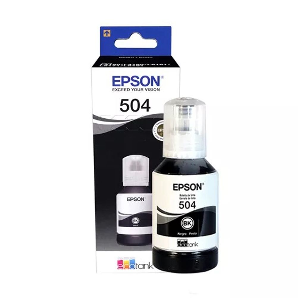 Tinta para Impresora Epson Original T504 Color Negro 127ml EcoTank L4150/L4160