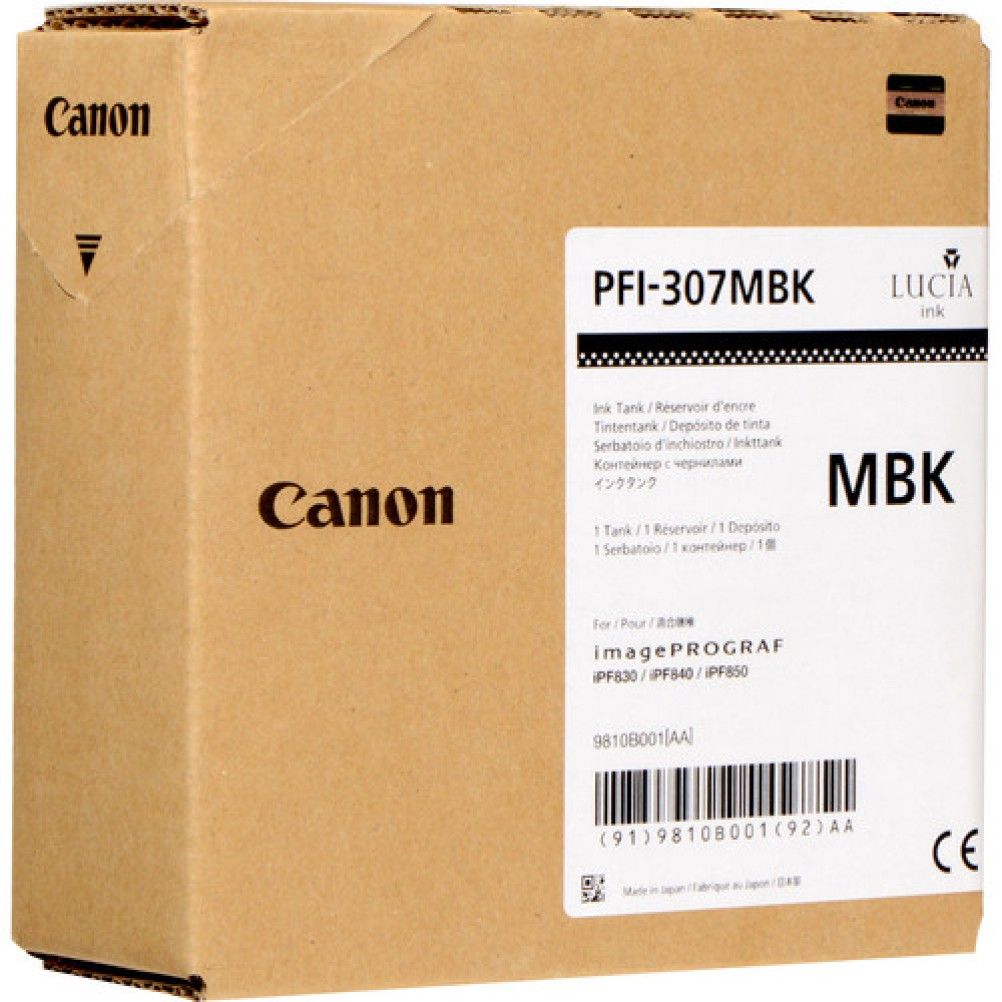 Carucho de Tinta Canon PFI-307MBK Negro Mate imagePROGRAF iPF830, iPF840