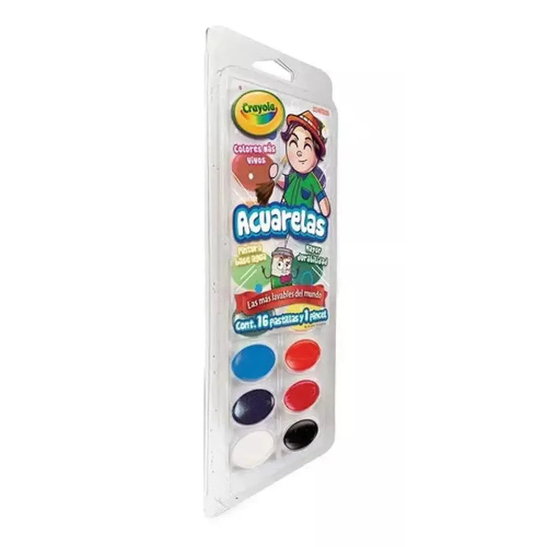 Acuarelas Crayola Base Agua Lavables 16 Colores Y 1 Pincel