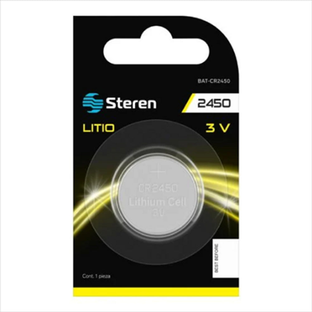 Pila Steren BAT-CR2450 Tipo Boton 3V Capacidad 580mAh Litio Color Gris