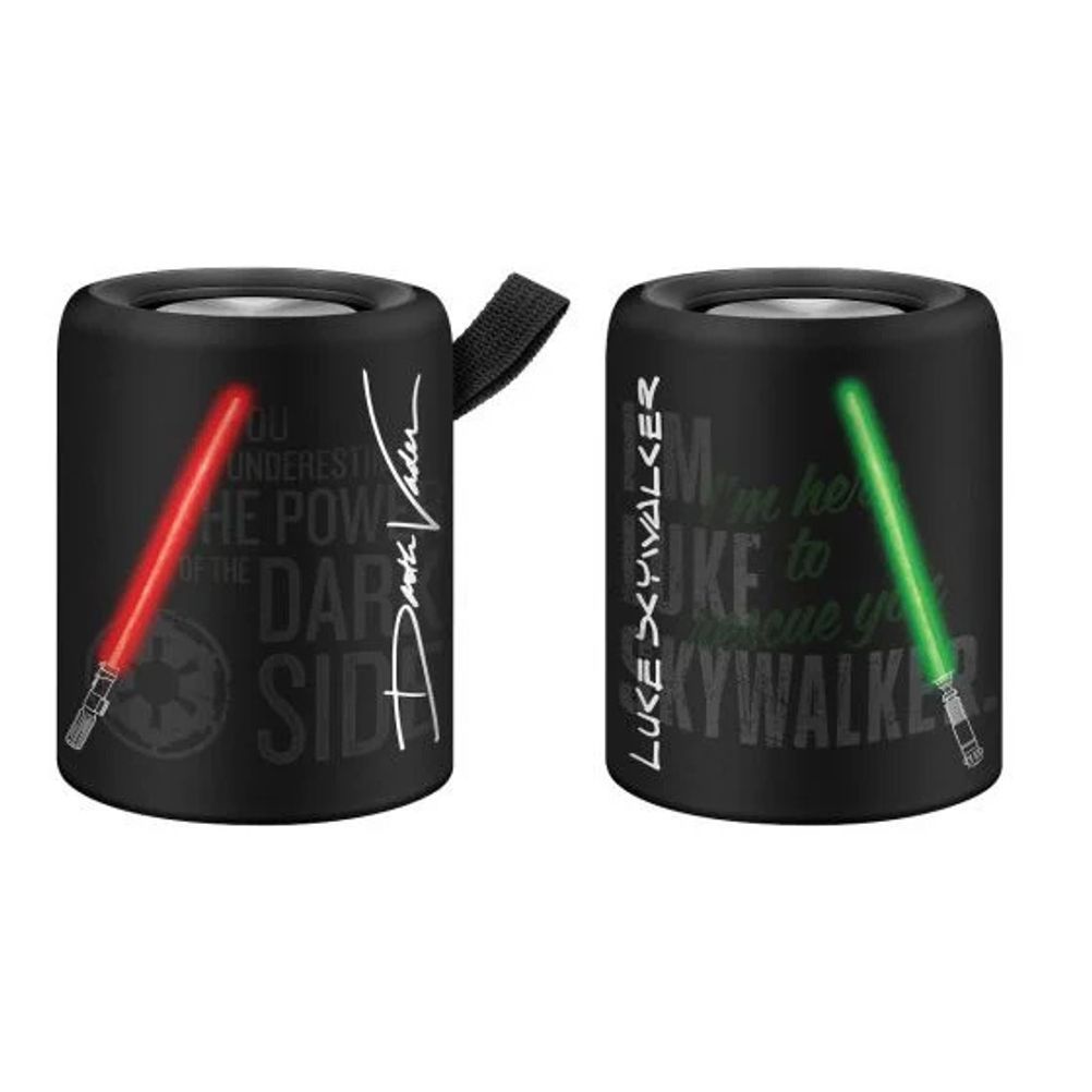 Bocinas Steren Star Wars BOC-885/SW1 Potencia 5W Conectividad Inalámbrica-Bluetooth 5.0 TWS Capacidad de la Batería 1200 mAh Iluminación LED Color Negro