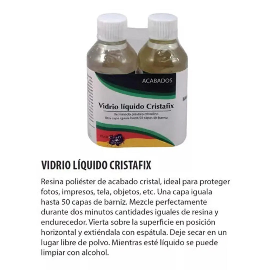 Barniz Vidrio Líquido Cristafix Resina Poliéster Cristal 230