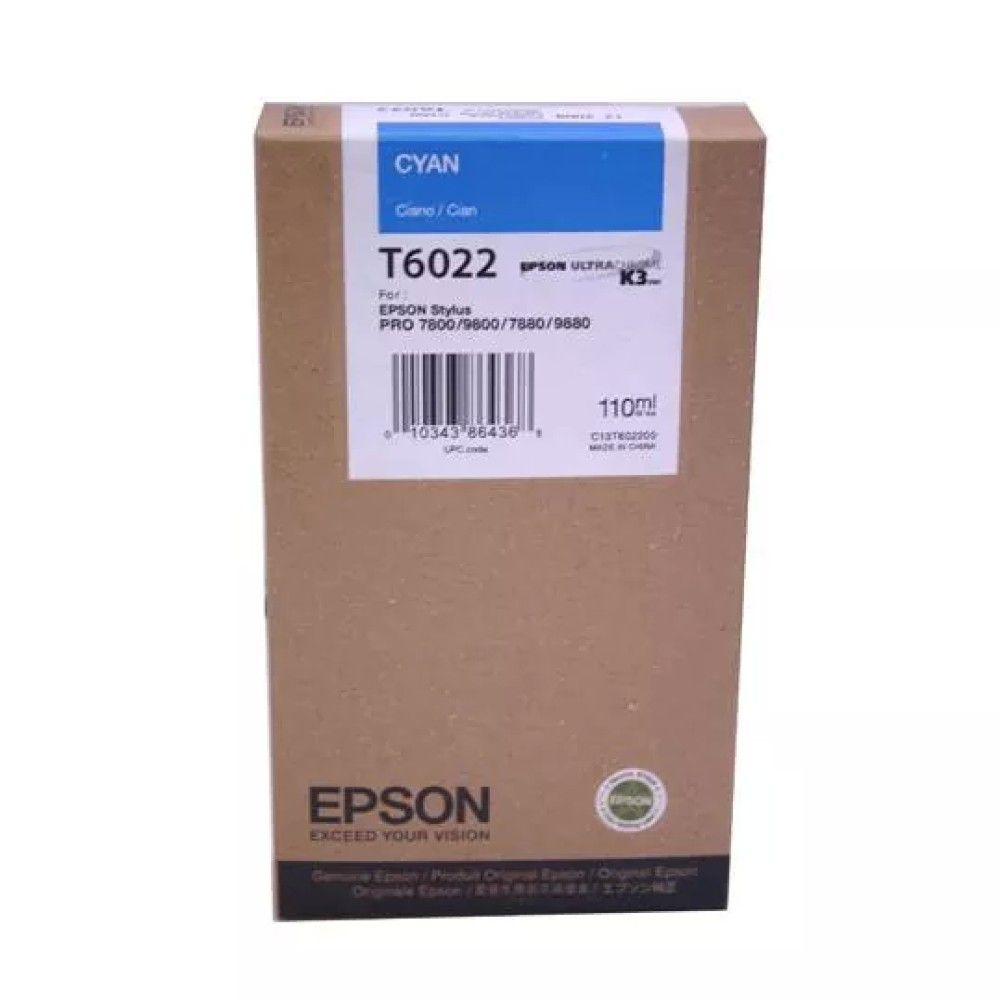 Cartucho de Tinta Epson T6022 Cian Stylus Pro 7800, 7880