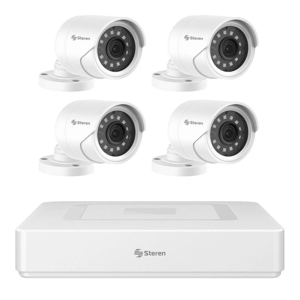 Sistema de seguridad CCTV con DVR pentahíbrido de 6 canales, 4 cámaras, disco duro y monitoreo por Internet