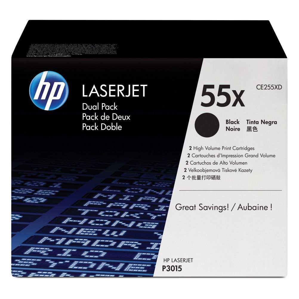 Kit de Cartuchos de Toner HP 55X Negro 25000 Página(s) HP LaserJet Enterprise M525, P3015HP 2 Pieza(s)