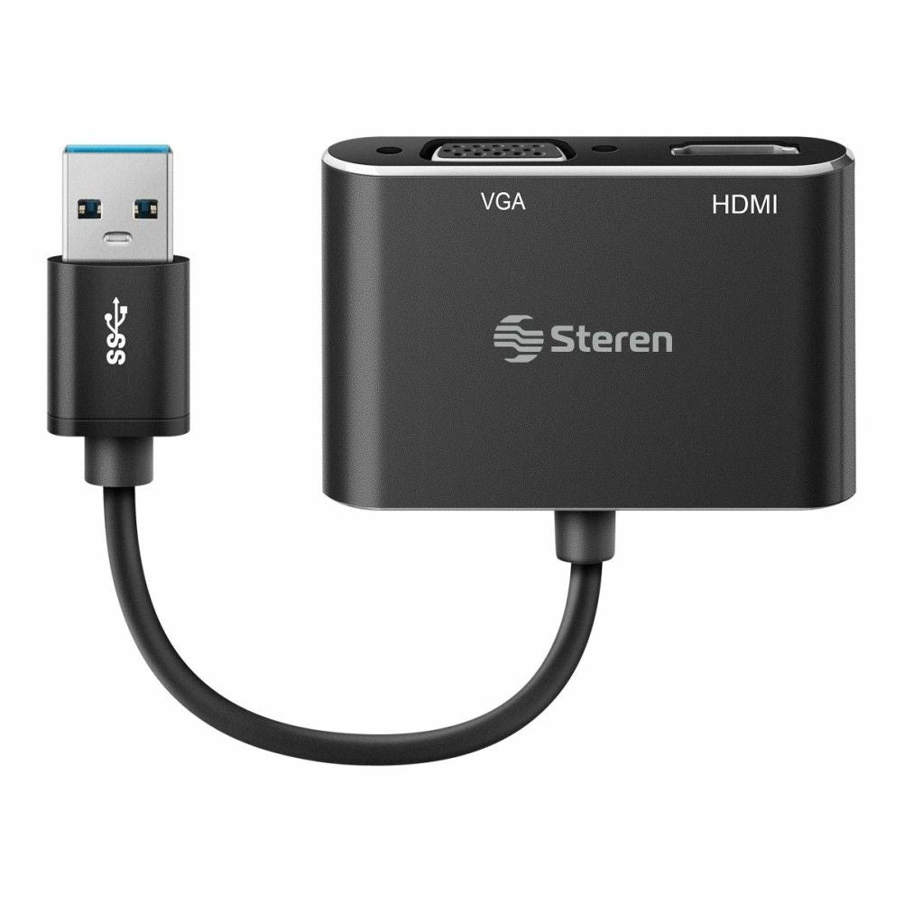 Adaptador Gráfico USB Steren COM-476 Genero del Conector Macho / Hembra Tipo de Conectores USB 3.0 / HDMI-VGA Color del Producto Negro