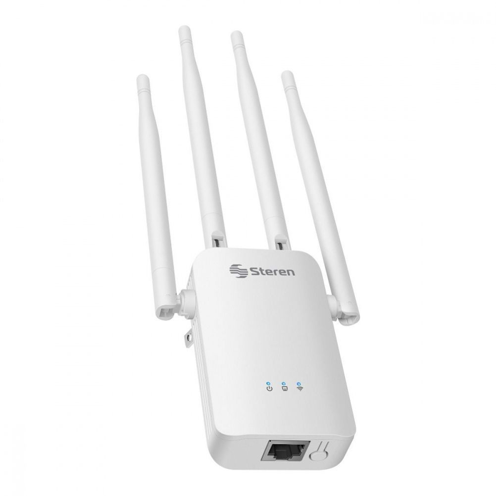 Extensor de Rango Steren COM-8100 1 Puerto RJ-45 Transferencia 300 Mbit/s 2.4 GHz Interfaz Gigabit Ethernet 4 Antenas Externas Color Blanco