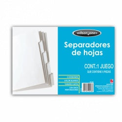 Acco Wilson Jones Separador P2188, 5 Divisiones, Blanco