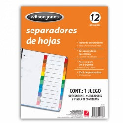 Acco Wilson Jones Separador TAB, 12 Divisiones, 5 Piezas, Rojo