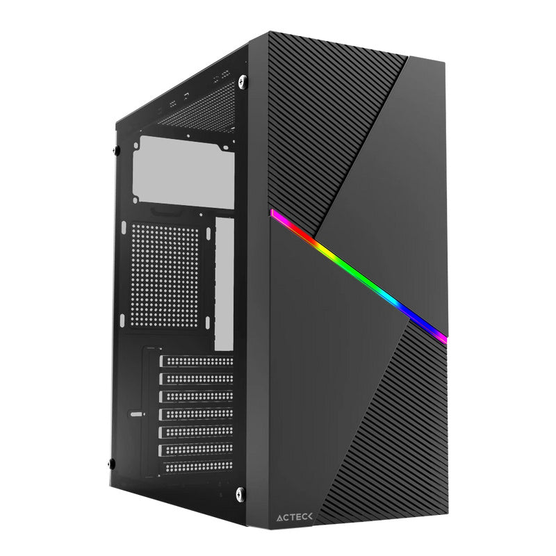 Gabinete Acteck Draco GM450 con Ventana RGB, Midi-Tower, ATX/Micro-ATX/Mini ATX, USB 2.0, con Fuente de 500W, sin Ventiladores Instalados, Negro