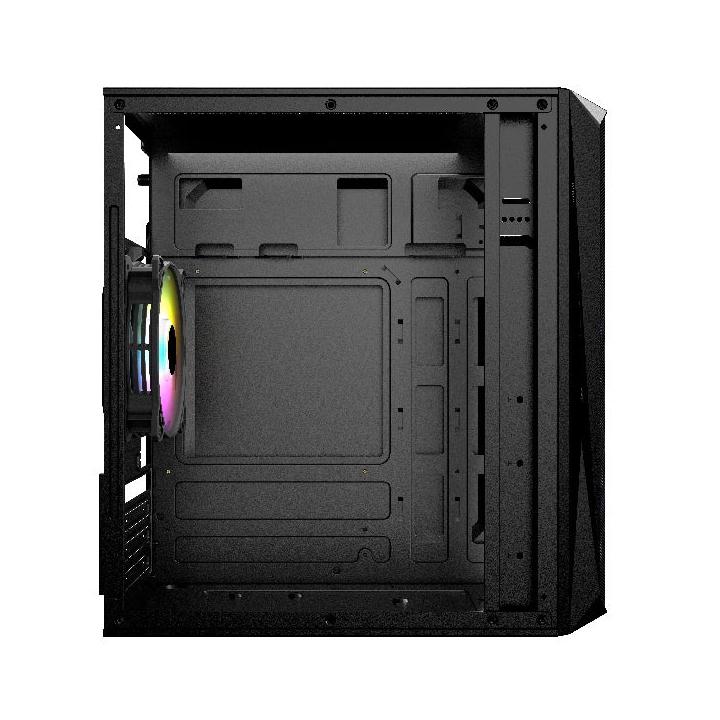 Gabinete Acteck Doom GI630 con Ventana, Micro-Tower, Micro-ATX/Mini-ITX, USB 3.0/2.0, con Fuente de 500W, 3 Ventiladores RGB Instalados, Negro