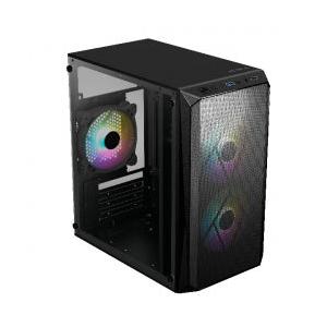 Gabinete Acteck Doom GI630 con Ventana, Micro-Tower, Micro-ATX/Mini-ITX, USB 3.0/2.0, con Fuente de 500W, 3 Ventiladores RGB Instalados, Negro