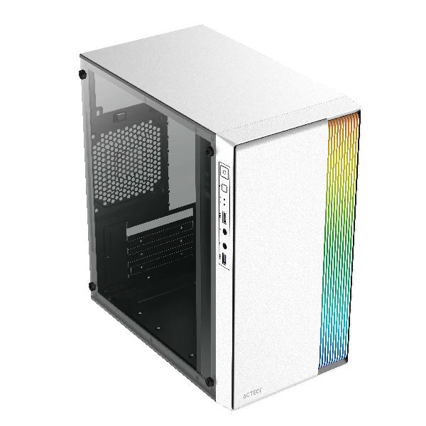 Gabinete Acteck Fusion II GI440 con Ventana, Micro Tower, micro-ATX/Mini-ITX, USB 2.0/3.0, con Fuente de 500W, sin Ventiladores Instalados, Blanco