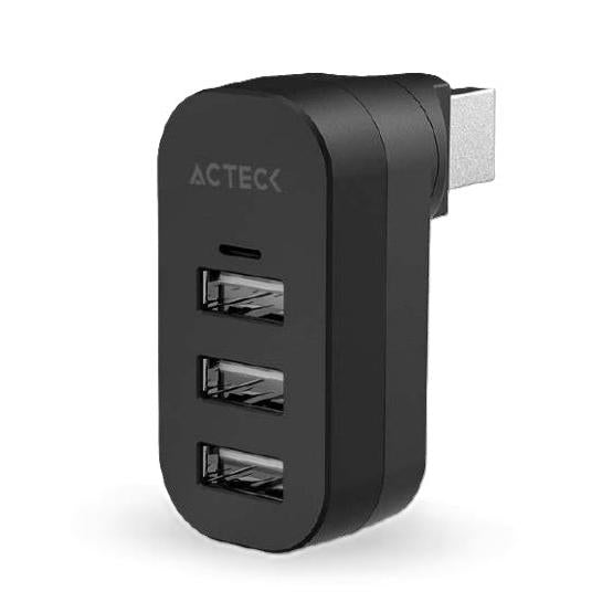 Acteck Hub USB-A Macho - 3x USB-A Macho, 480Mbit/s, Negro