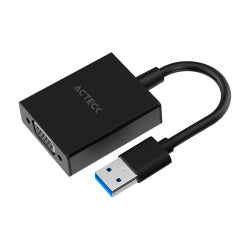 Acteck Adaptador Shift Plus AV410 USB A Macho- VGA (D-Sub) Hembra, Negro