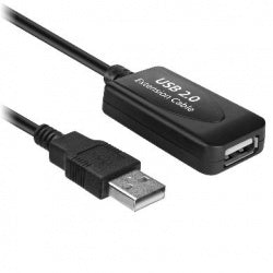 BRobotix Cable de Extensión USB 2.0 Macho - USB 2.0 Hembra, 5 Metros, Negro