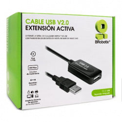 BRobotix Cable de Extensión USB 2.0 Macho - USB 2.0 Hembra, 5 Metros, Negro