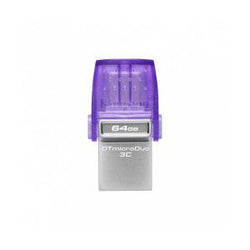 Memoria USB Kingston DataTraveler MicroDuo 3C, 64GB, USB A/C, Lectura 200MB/s, Morado