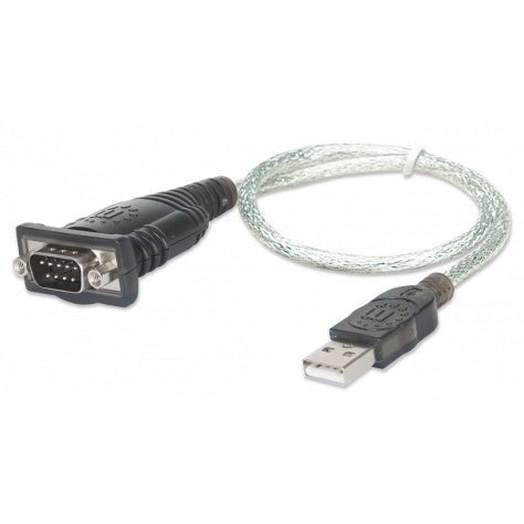 Manhattan Adaptador USB A - Serial RS-232, 0.45 Metros, Transparente