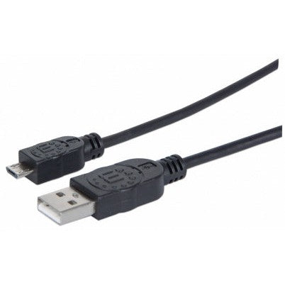 Manhattan Cable USB A Macho - USB Micro B, 1.8 Metros, Negro