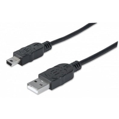 Manhattan Cable USB A Macho - USB Mini B Macho, 1.8 Metros, Negro