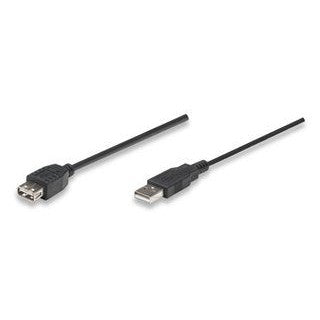 Manhattan Cable USB 2.0 A Macho - USB 2.0 A Hembra, 1.8 Metros, Negro