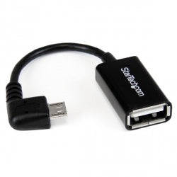 Startech.com Cable Adaptador Micro USB B Macho - USB A Hembra OTG Acodado a la Derecha, 12cm