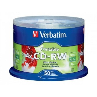 Verbatim Discos Virgenes para CD, CD-RW, 4x, 50 Discos (95159)