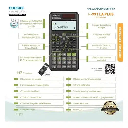 Calculadora Científica Casio Fx-991la Plus 417 Funciones