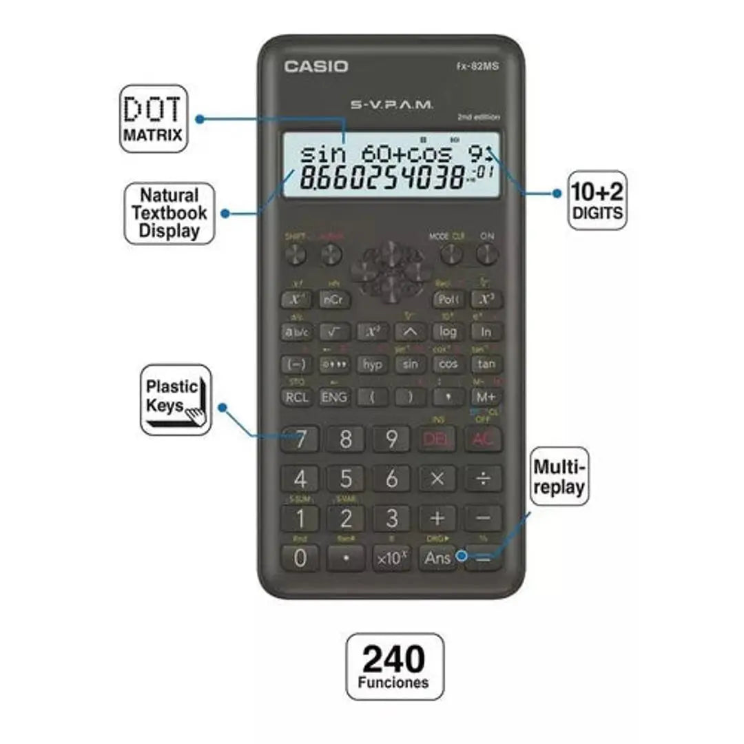 Calculadora Científica Casio Ecuaciones Fx-82ms Con 240 Funciones