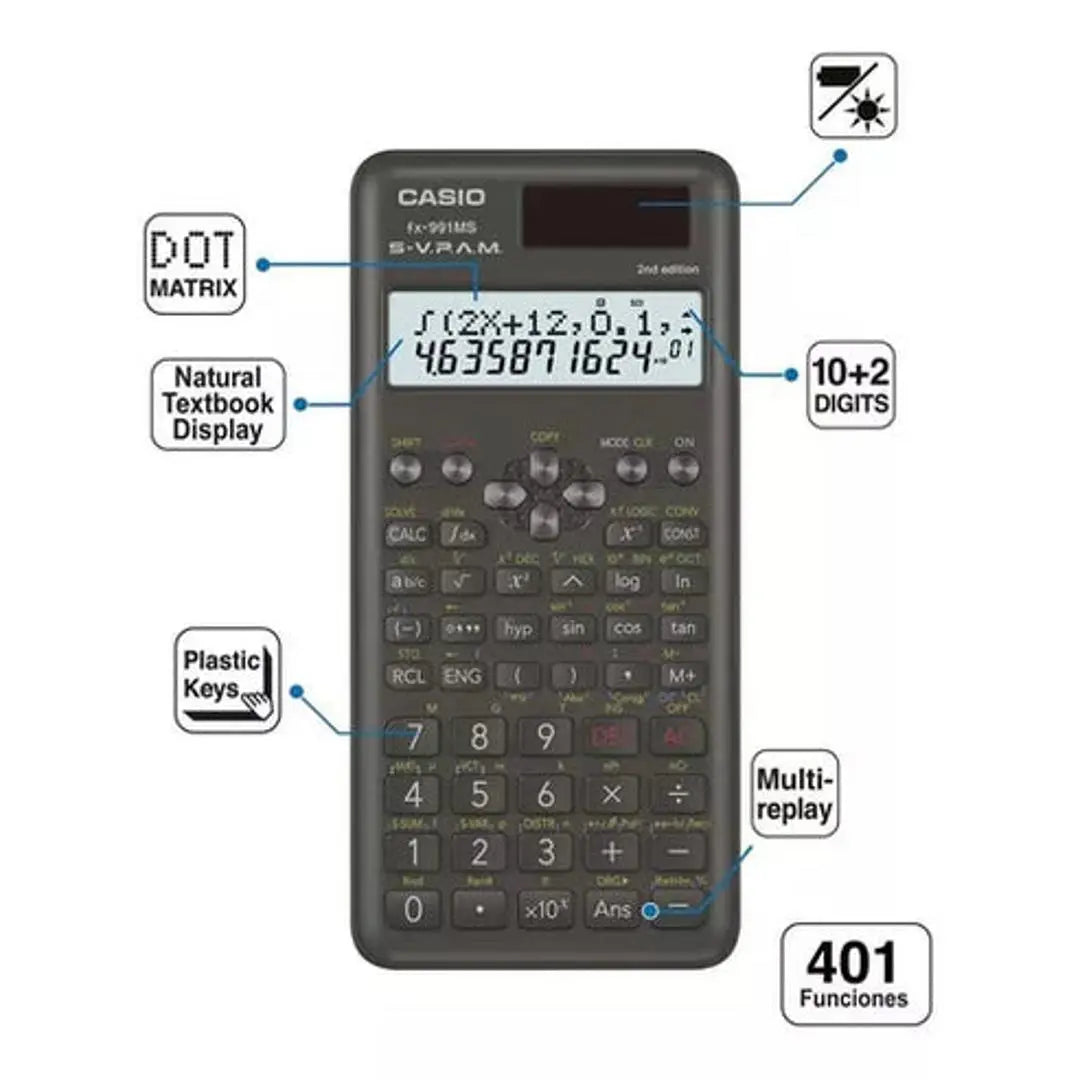 Calculadora Científica Casio Ecuaciones Fx-991ms Con 401 Funciones