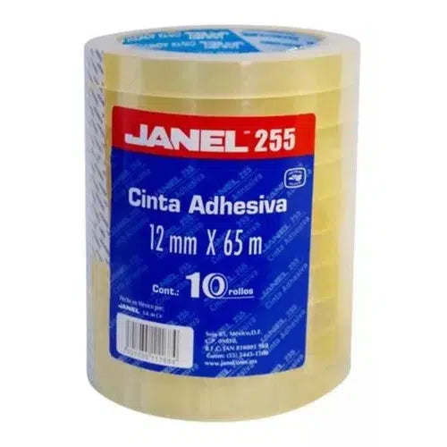 Cinta Adhesiva Janel 12 Mm X 65 M Transparente Pack 10 Pzs