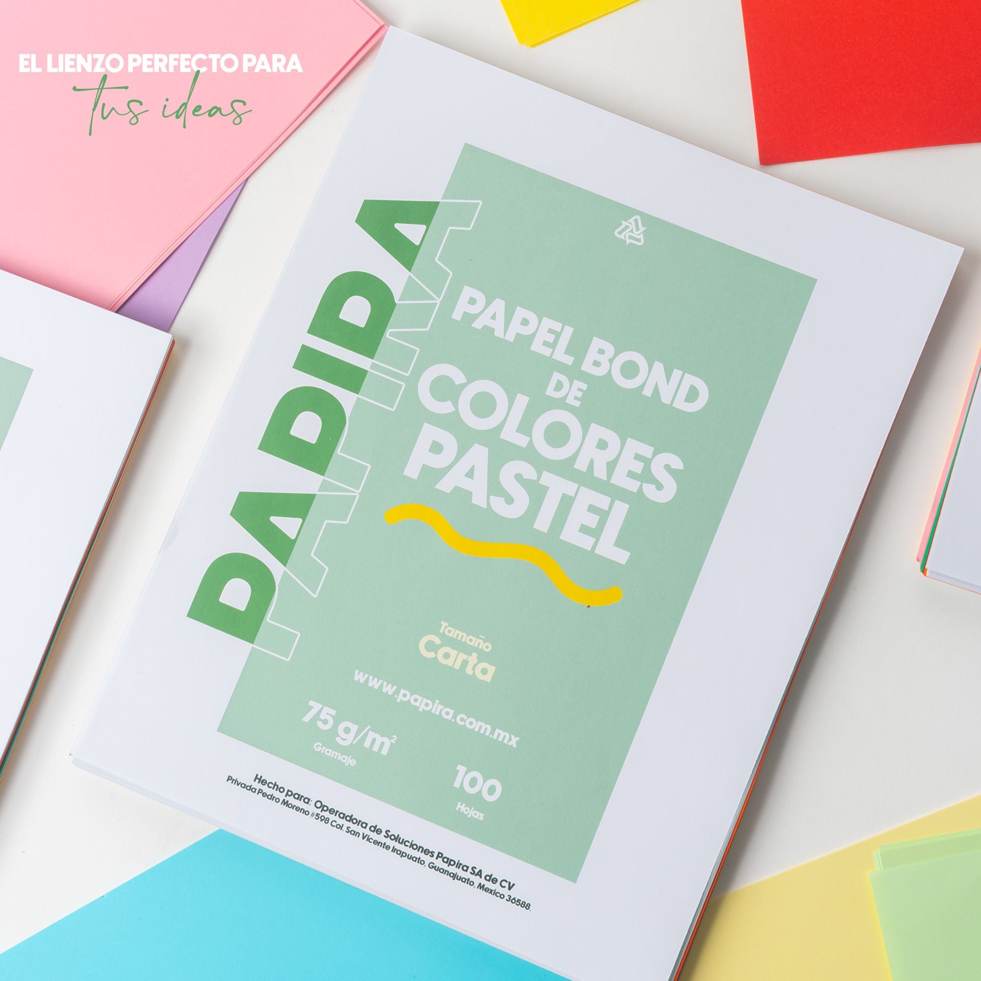 Papel Bond De Colores Pastel Papira Tamaño Carta 100 Hojas