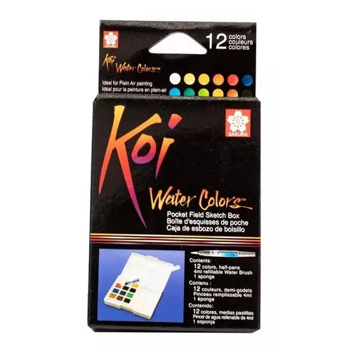 Sketch Box Koi Acuarelas Pastilla 12 Colores Y 1 Pincel