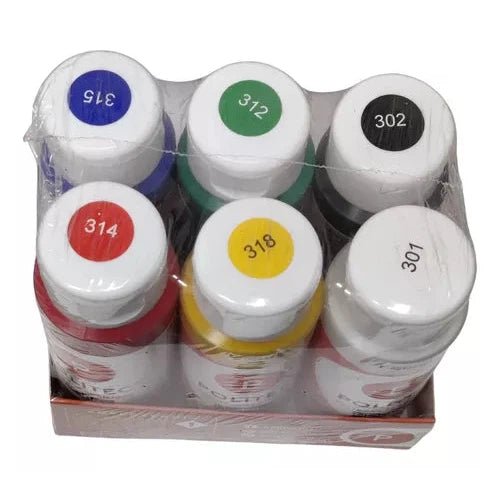 Kit Pintura Acrílica Politec 6 Colores Básicos 60 Ml C/u