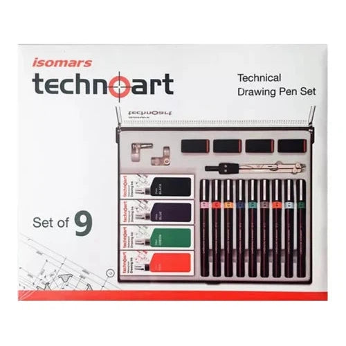 Kit De 9 Estilógrafo Recargables Técnico Isomars Technoart