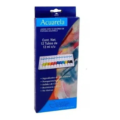 Kit Estuche Pintura Acuarela Rodart Arte 12 Colores 12 Ml