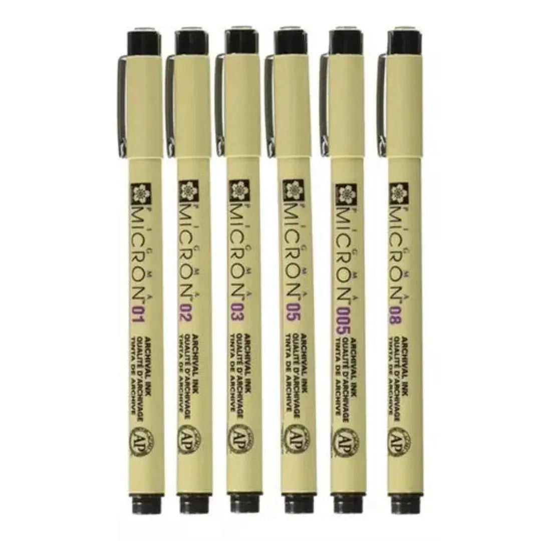 Kit Estilógrafo Pigma Micron Tinta Puntas Diferentes 6 Pzs