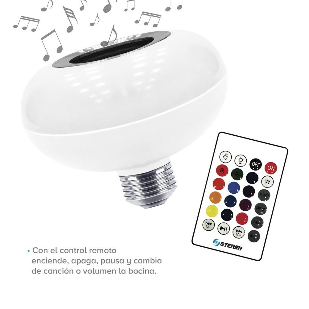 Foco Inteligente Steren LAM-BOC Potencia 6.5W Flujo Luminoso 806 lm Iluminación RGB Material Policarbonato Color Blanco