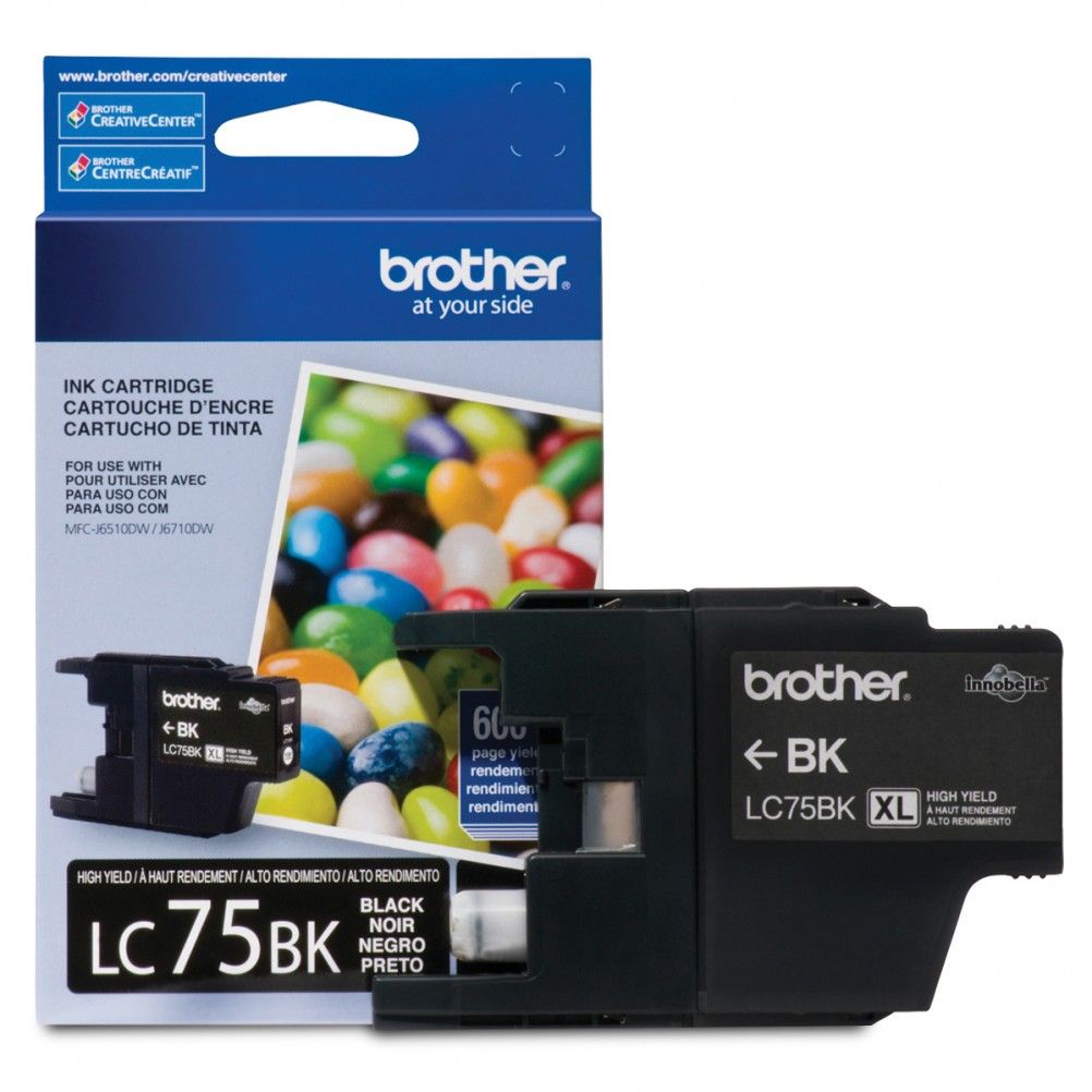 CARTUCHO BROTHER INNOBELLA LC75BK XL NEGRO, 600 PÁGINAS