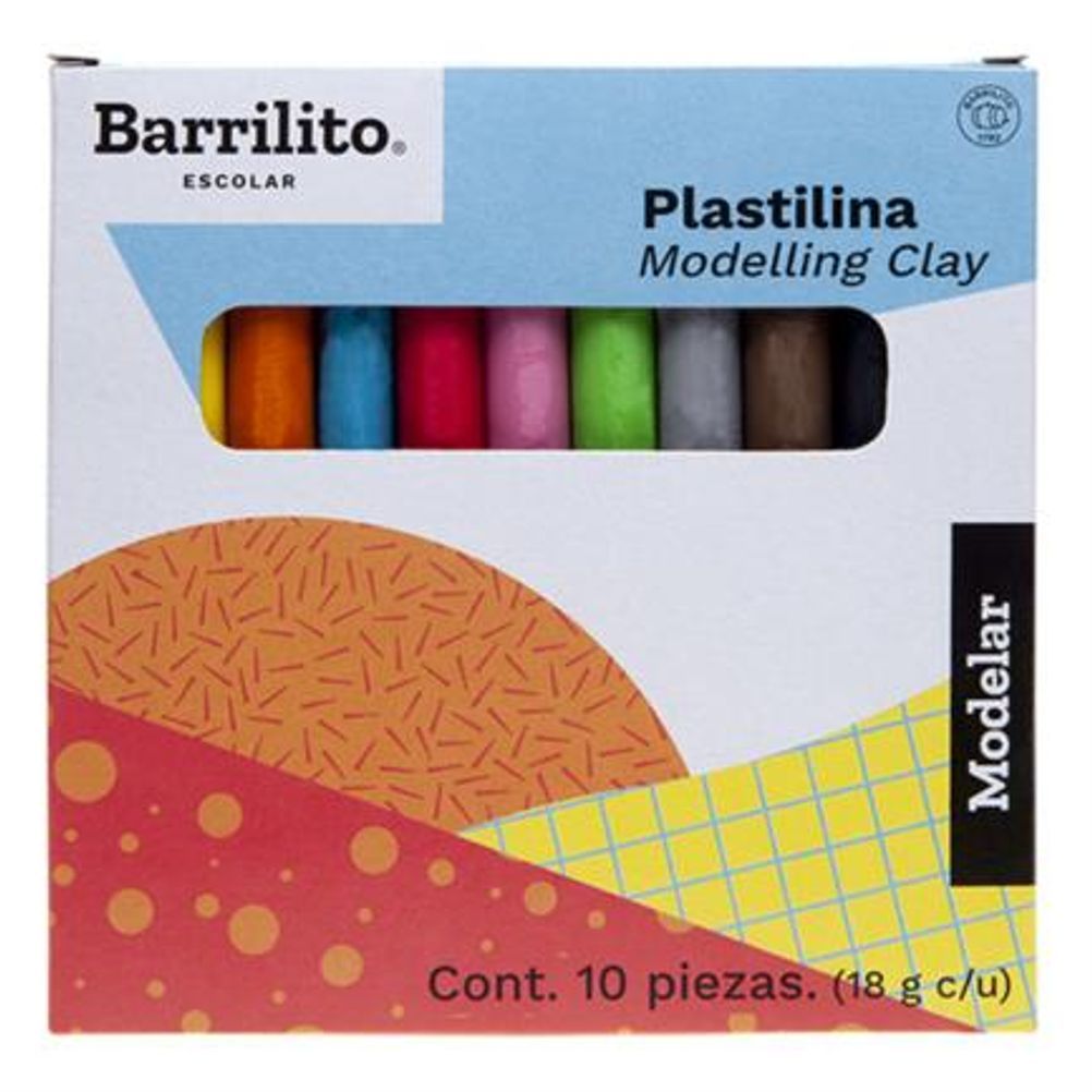 Plastilina Barrilito MX180 Arcilla Moldeable no Toxica Barras de Colores Flourecentes Surtidos 10 Pieza(s)