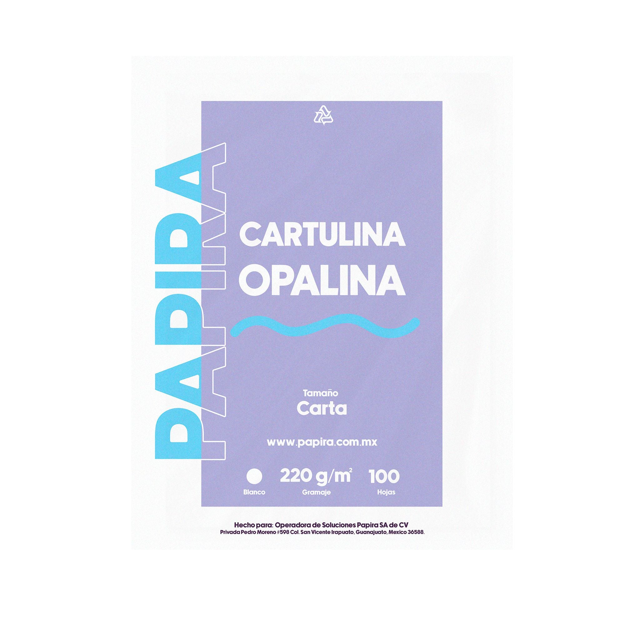 Hoja Opalina Cartulina Blanca Papel Papira Carta 220 Gramos 100 Hojas