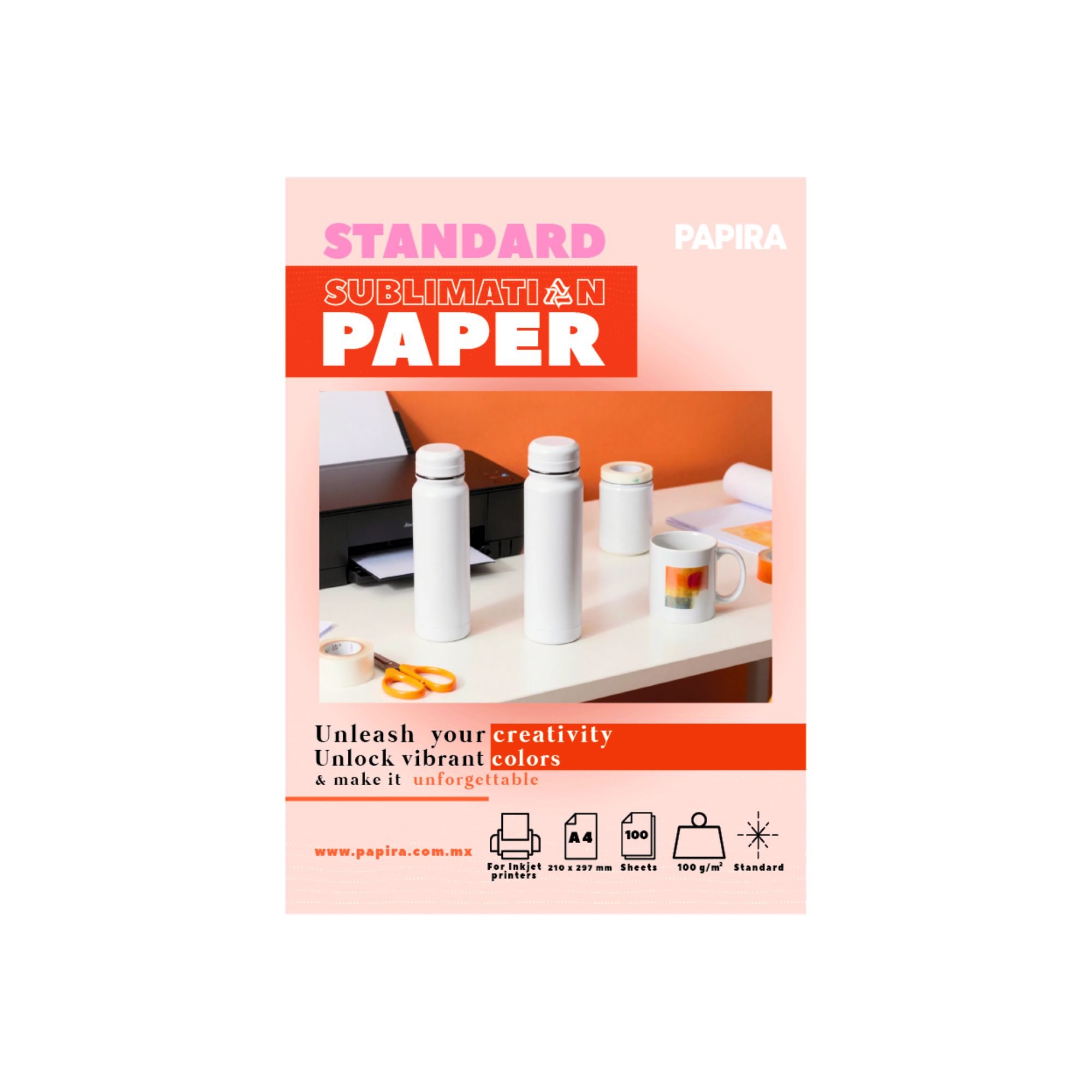 Papel Para Sublimación Papira Standard A4 Paquete 100 Hojas