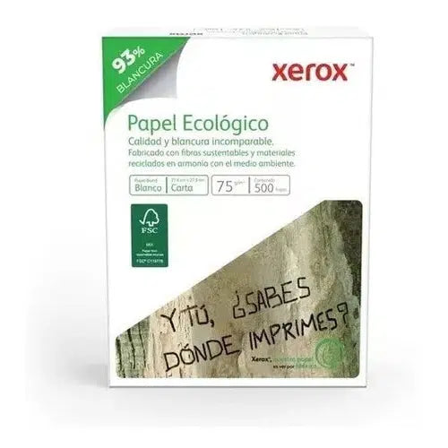 Papel Bond Xerox Ecológico Blanco 75 Gramos Carta 500 Hojas